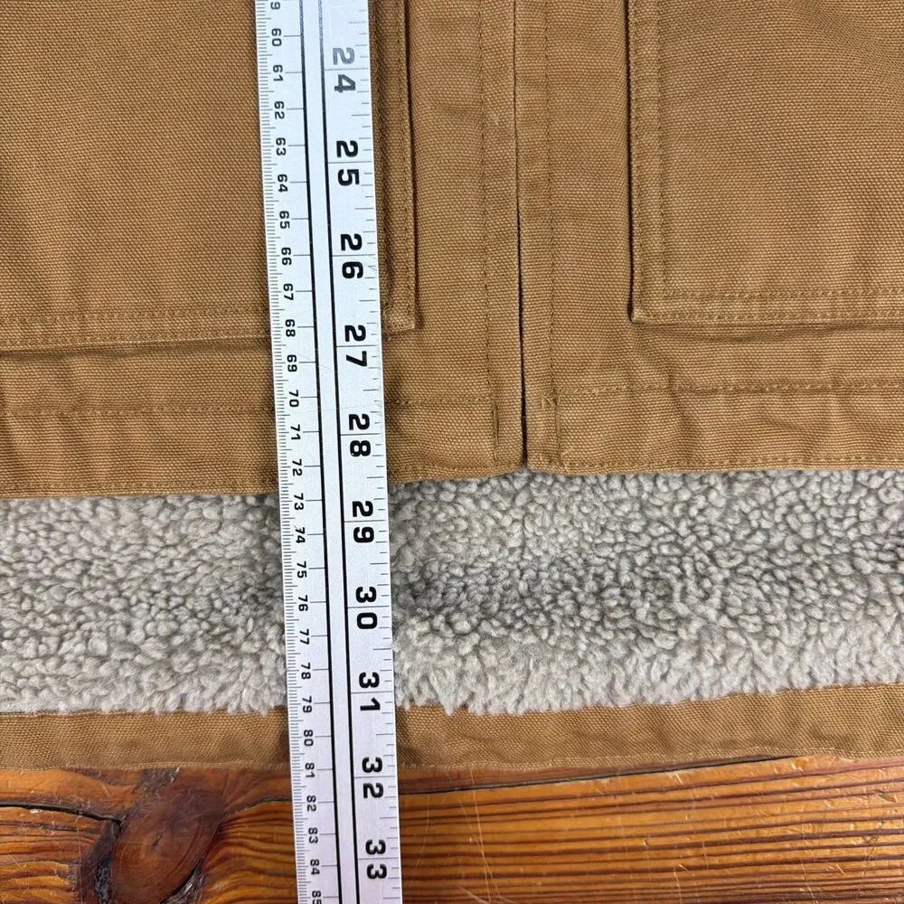 Carhartt Washed Duck Sherpa Lined Vest Mens XLT Brown Canvas Zip Loose Fit NICE!